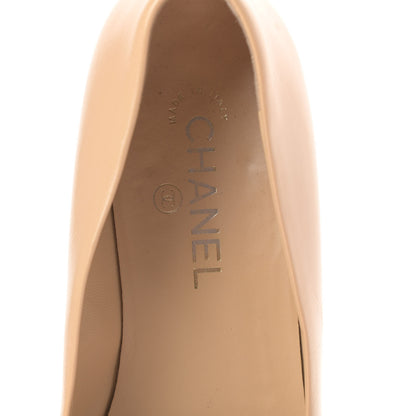 Chanel Lambskin Patent Cap Toe CC Ballerina Flats 40 Beige Black 7 of 15