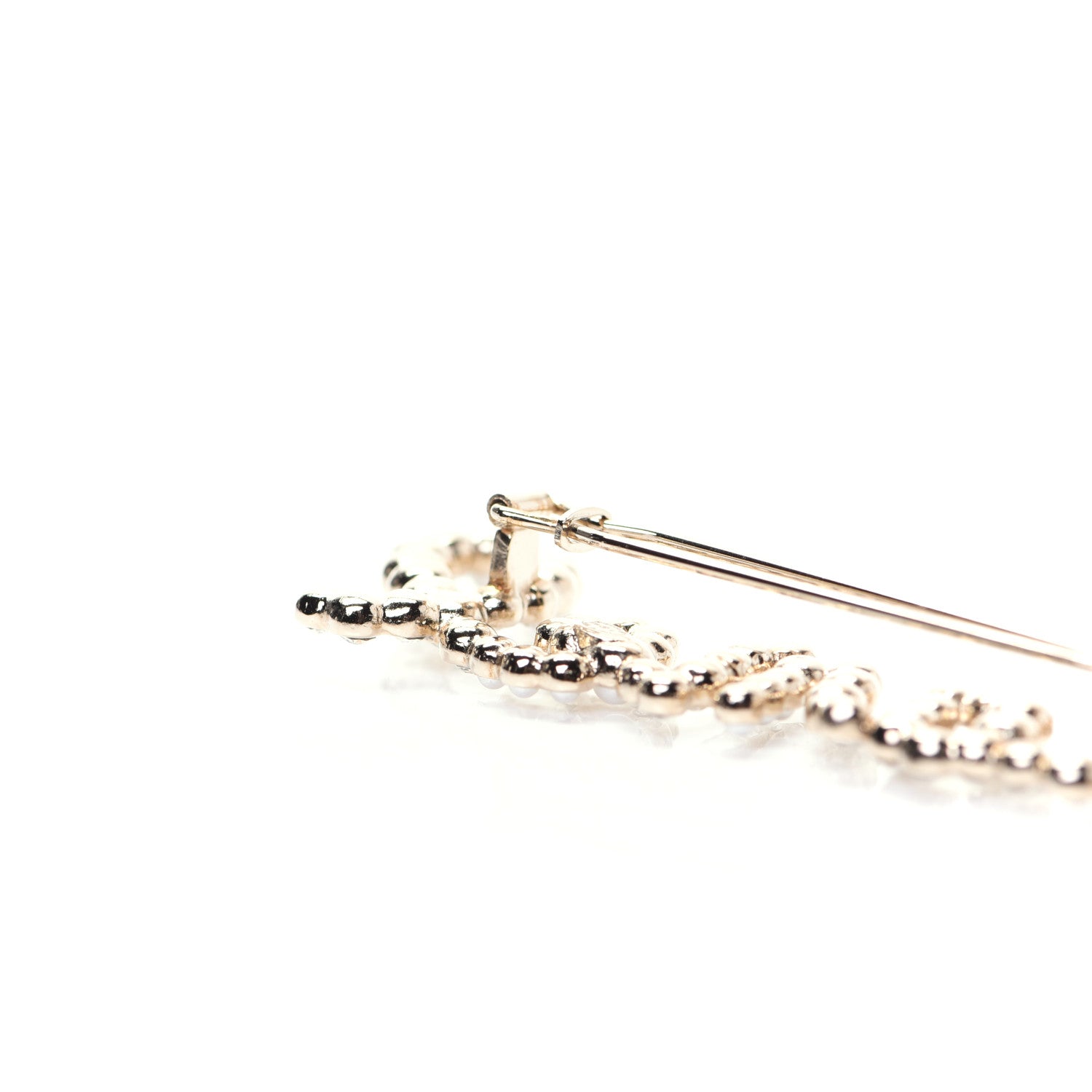 Chanel Metal Glass Swirling Pearls Hair Clip Gold 3 of 5