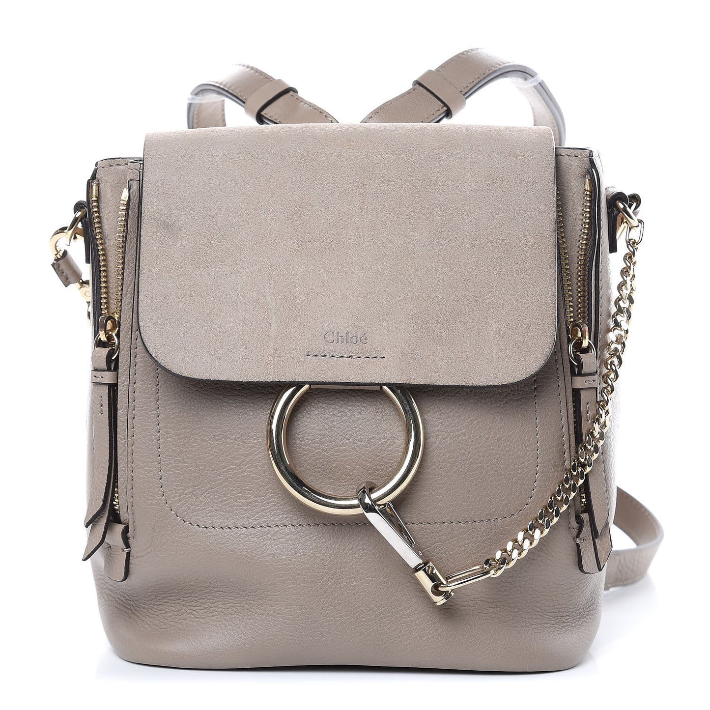 Suede Calfskin Medium Faye Backpack Motty Grey