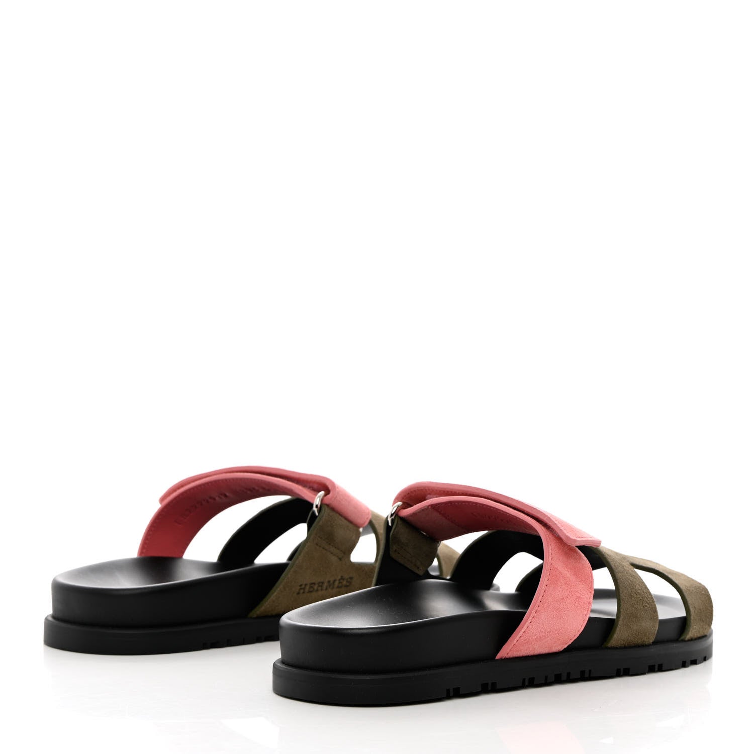 Hermes Suede Goatskin Womens Chypre Sandals 37.5 Toundra Rose Du Desert 4 of 9