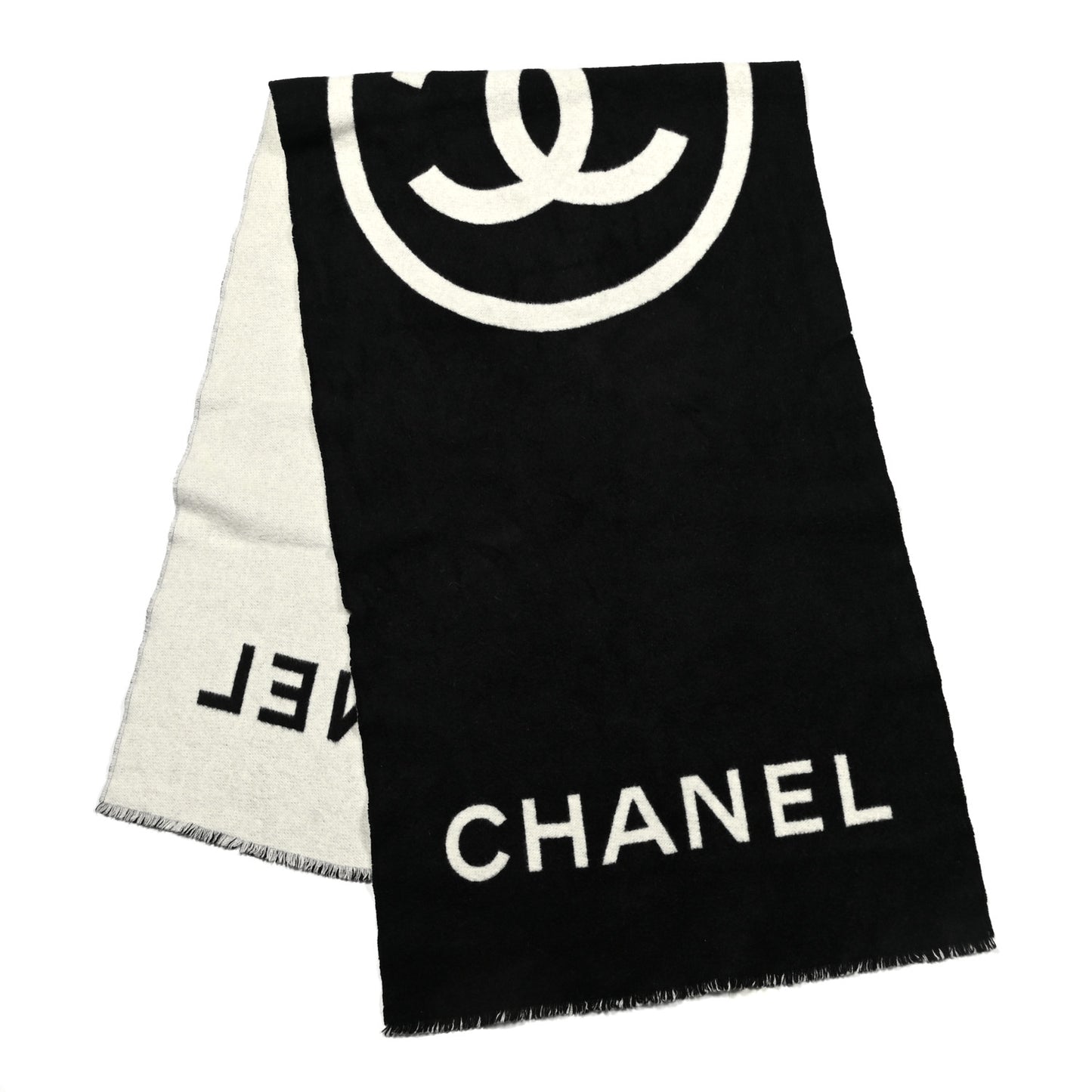 Cashmere CC Scarf Black White