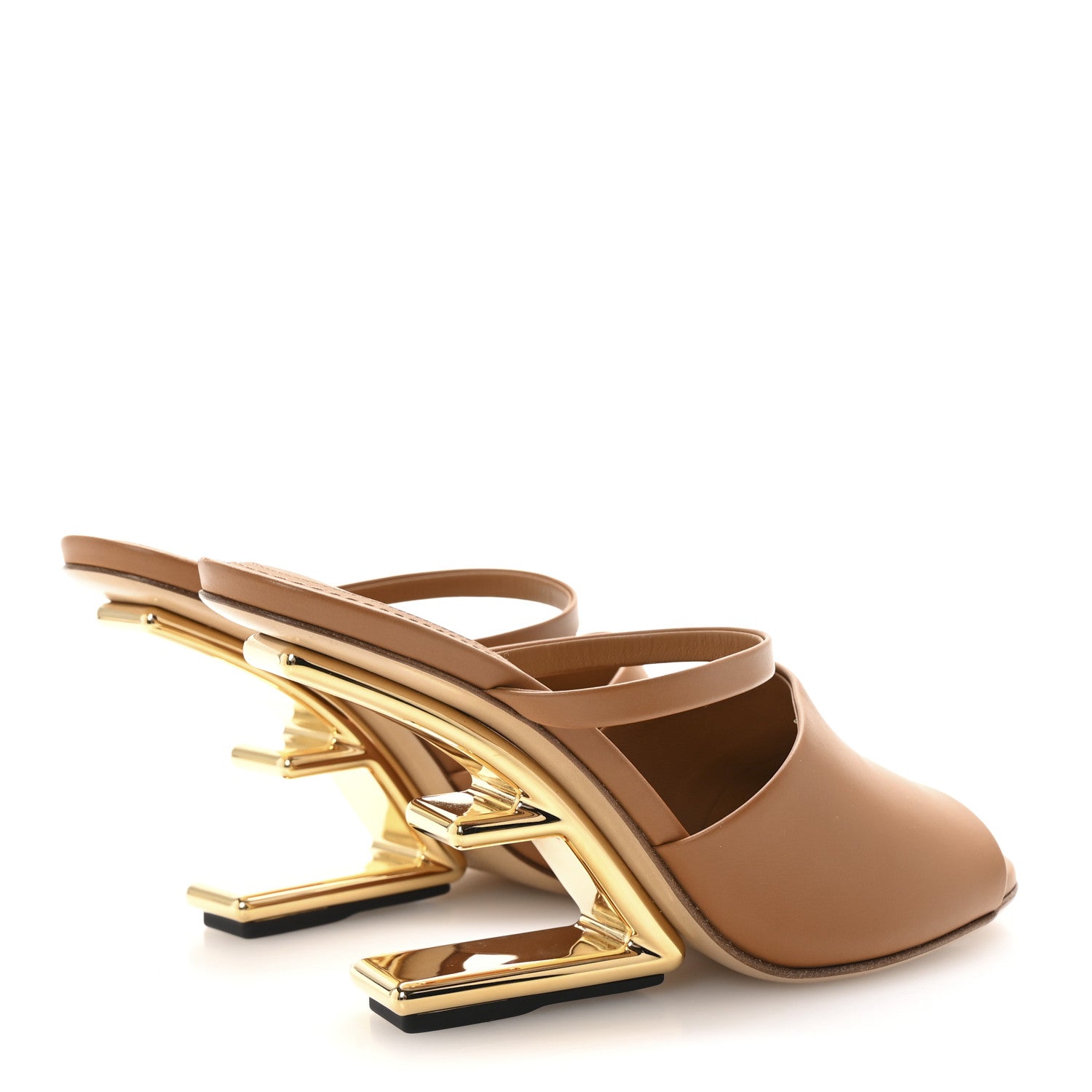 Fendi Calfskin Fendi First 95mm Slide Sandals 35.5 Caramello 5 of 8