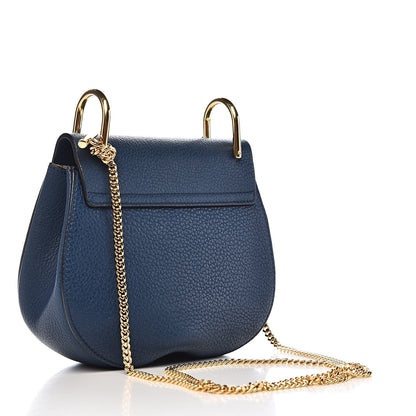 Chloe Grained Lambskin Mini Drew Shoulder Bag Factory Blue 3 of 9