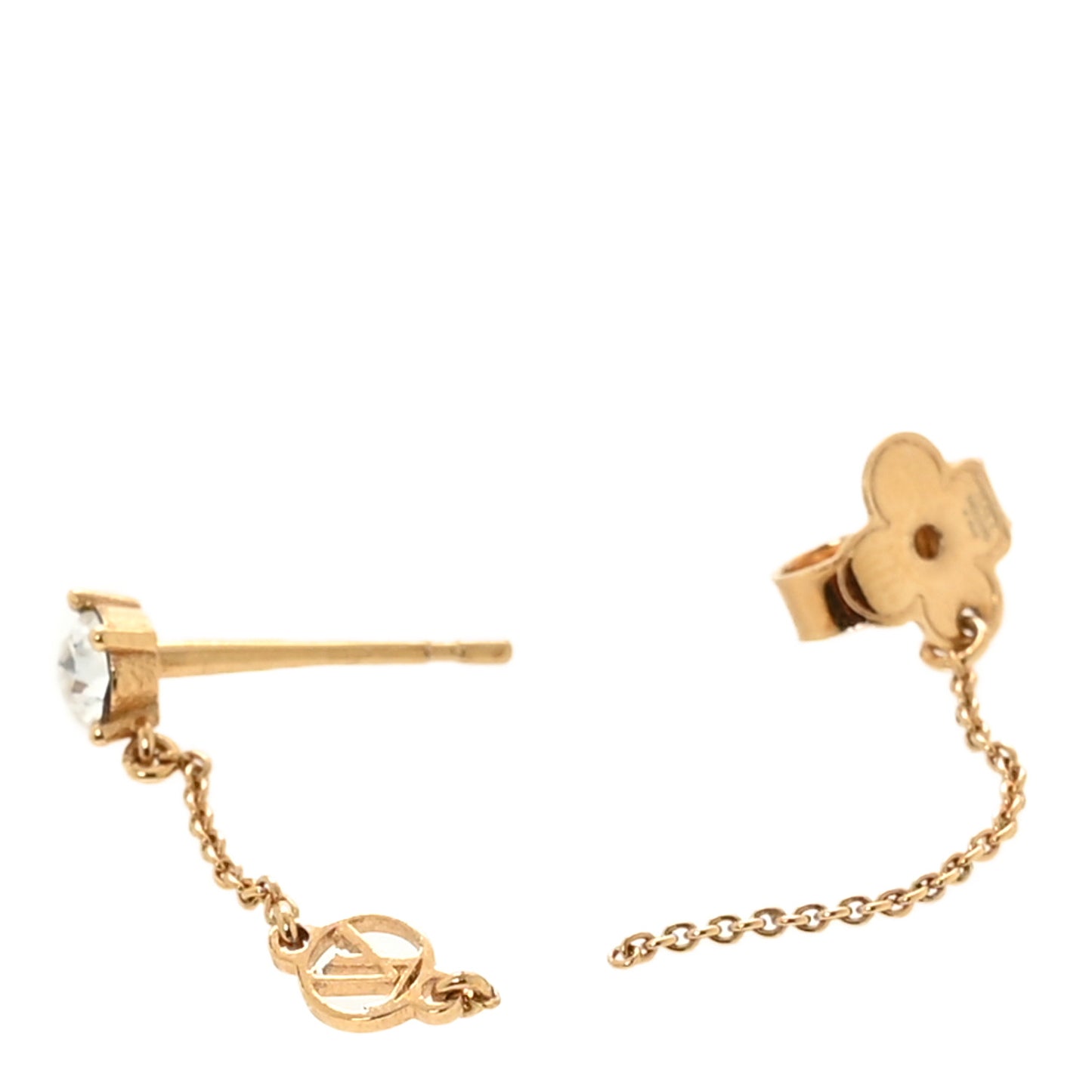 Metal Crystal Petit Louis Earrings Gold