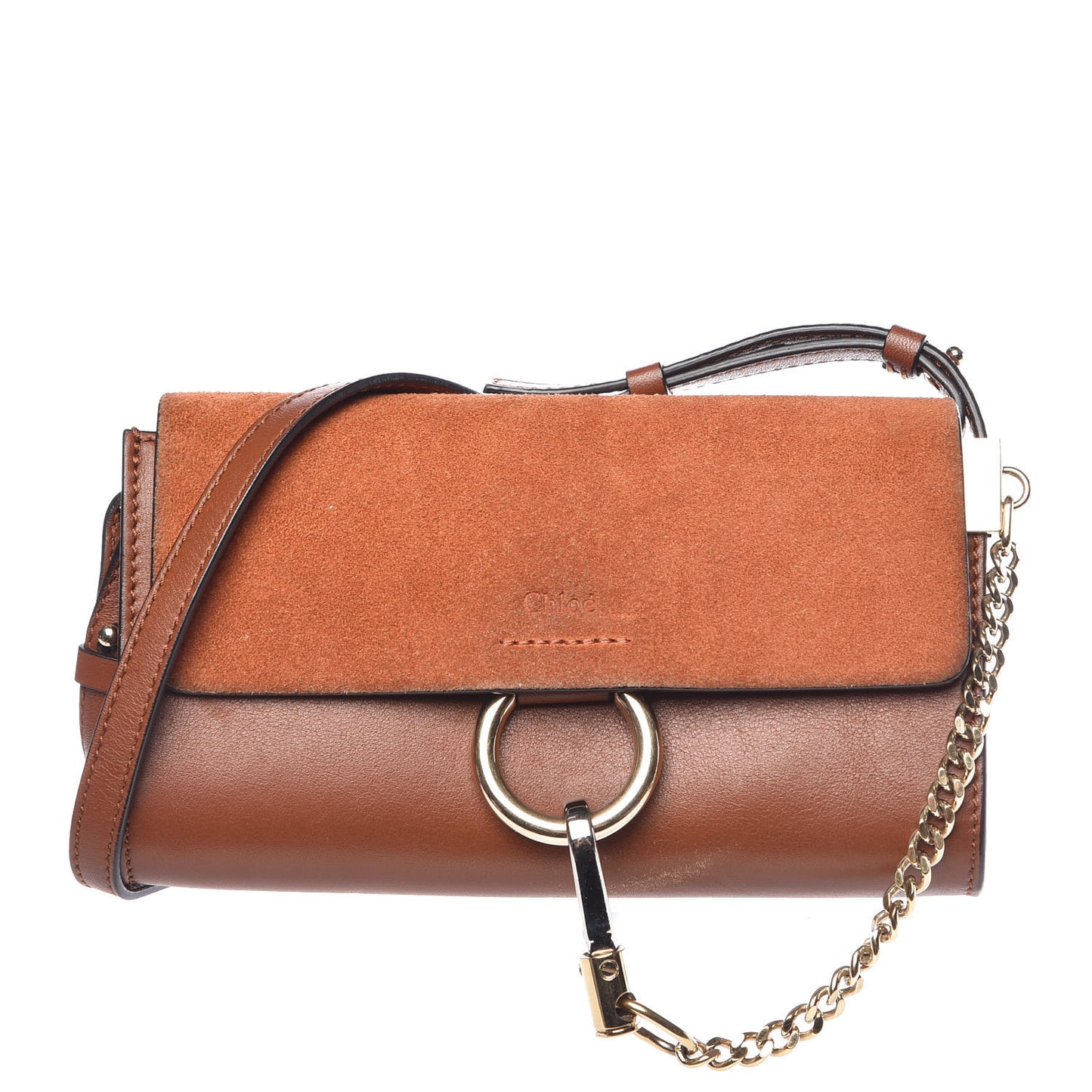 Suede Calfskin Mini Faye Shoulder Bag Tobacco