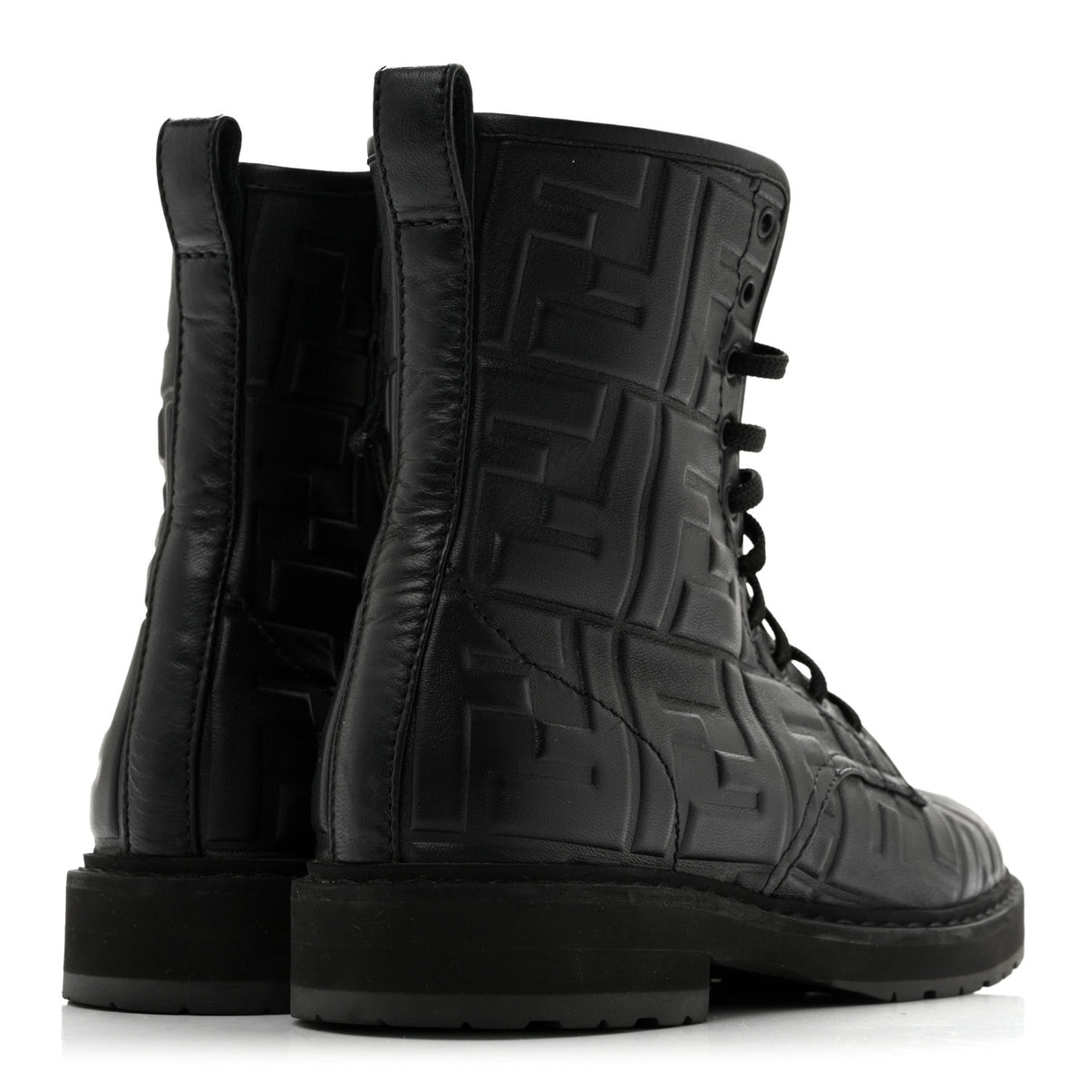 Nappa FF Embossed Womens Biker Boots 38.5 Black