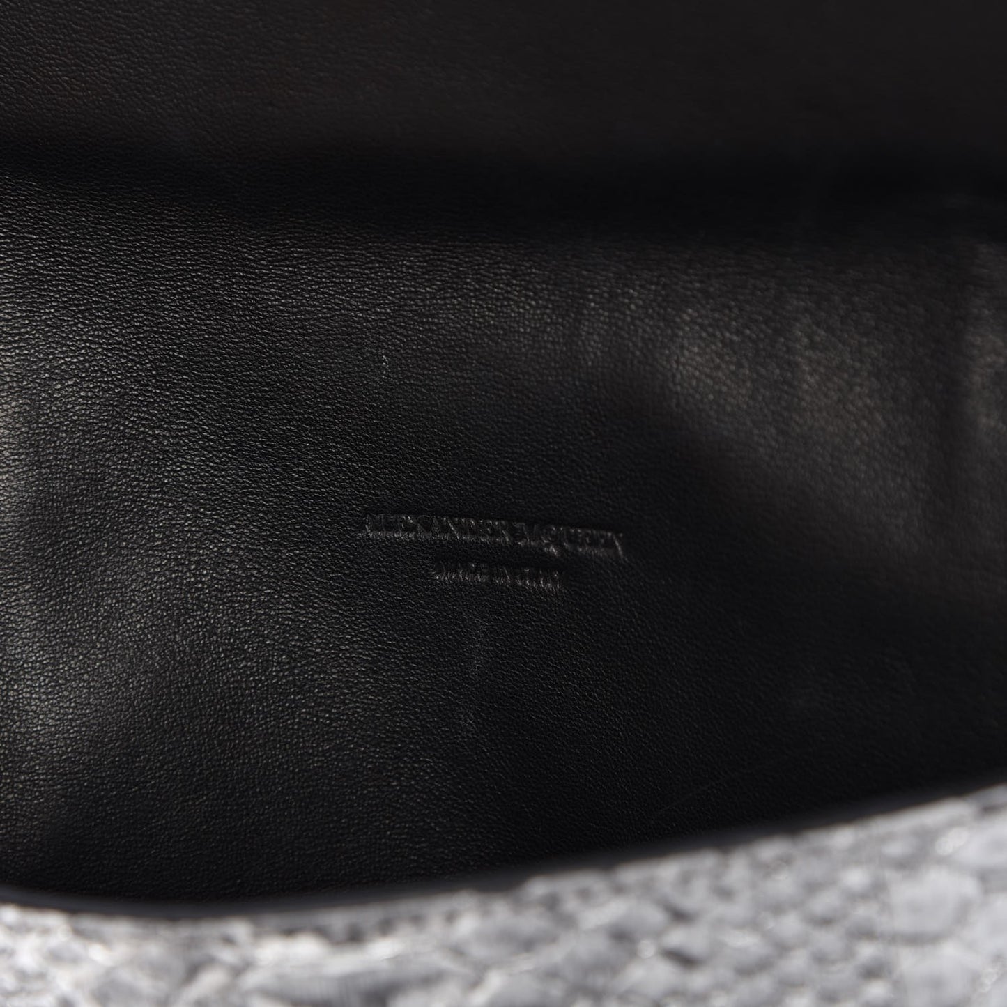 Metallic Python Embossed Skull Envelope Clutch Silver