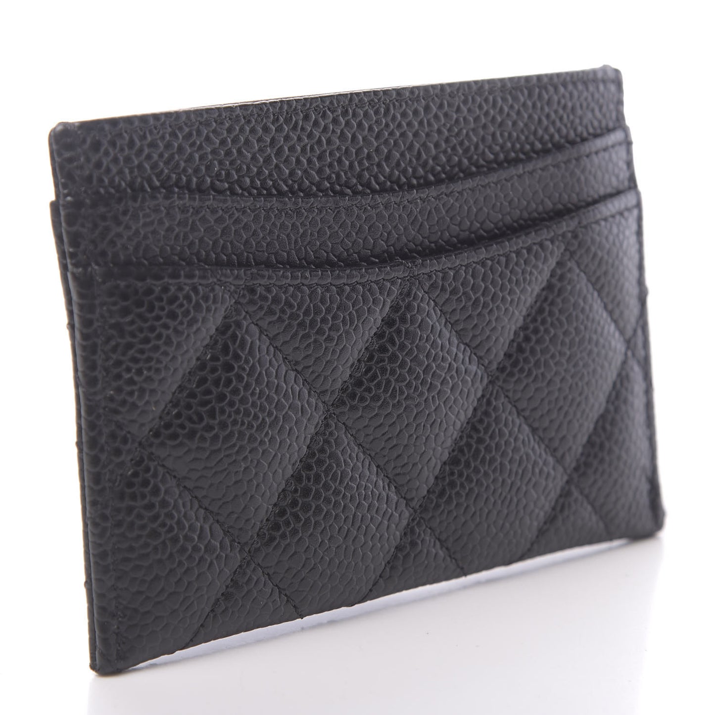Caviar Quilted Card Holder Black