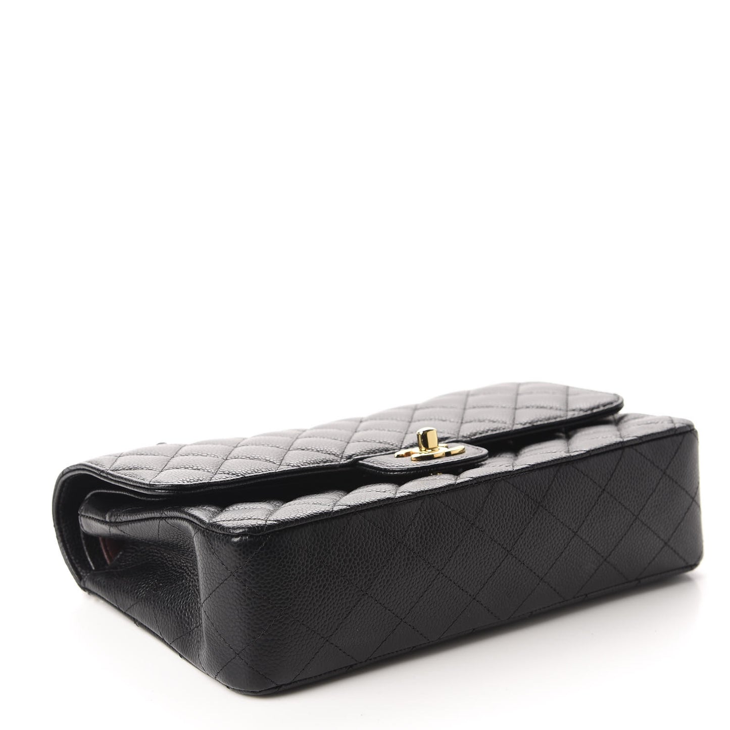 Caviar Quilted Medium Double Flap Black