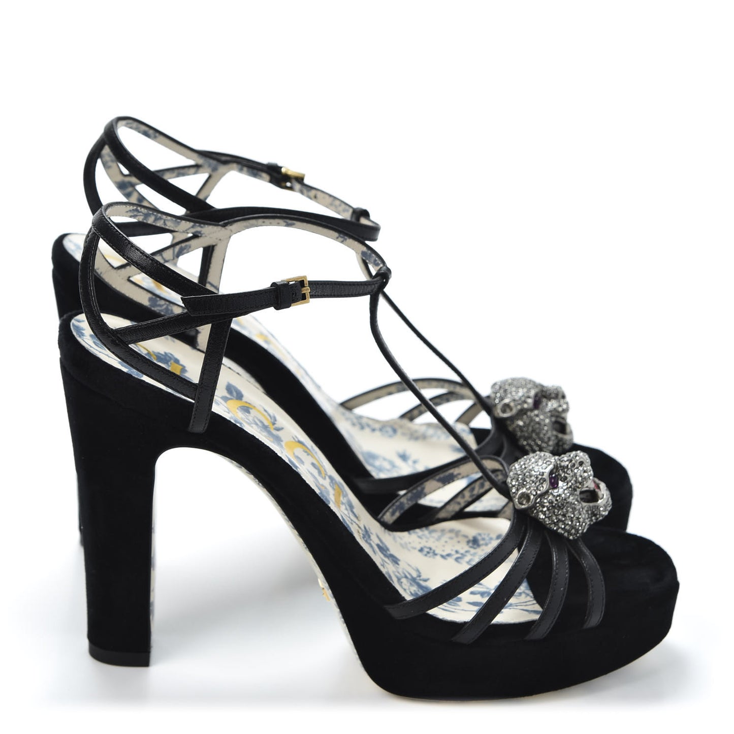 Velvet Malaga Kid Elias T-Strap Platform High Heel Sandals 38.5 Black