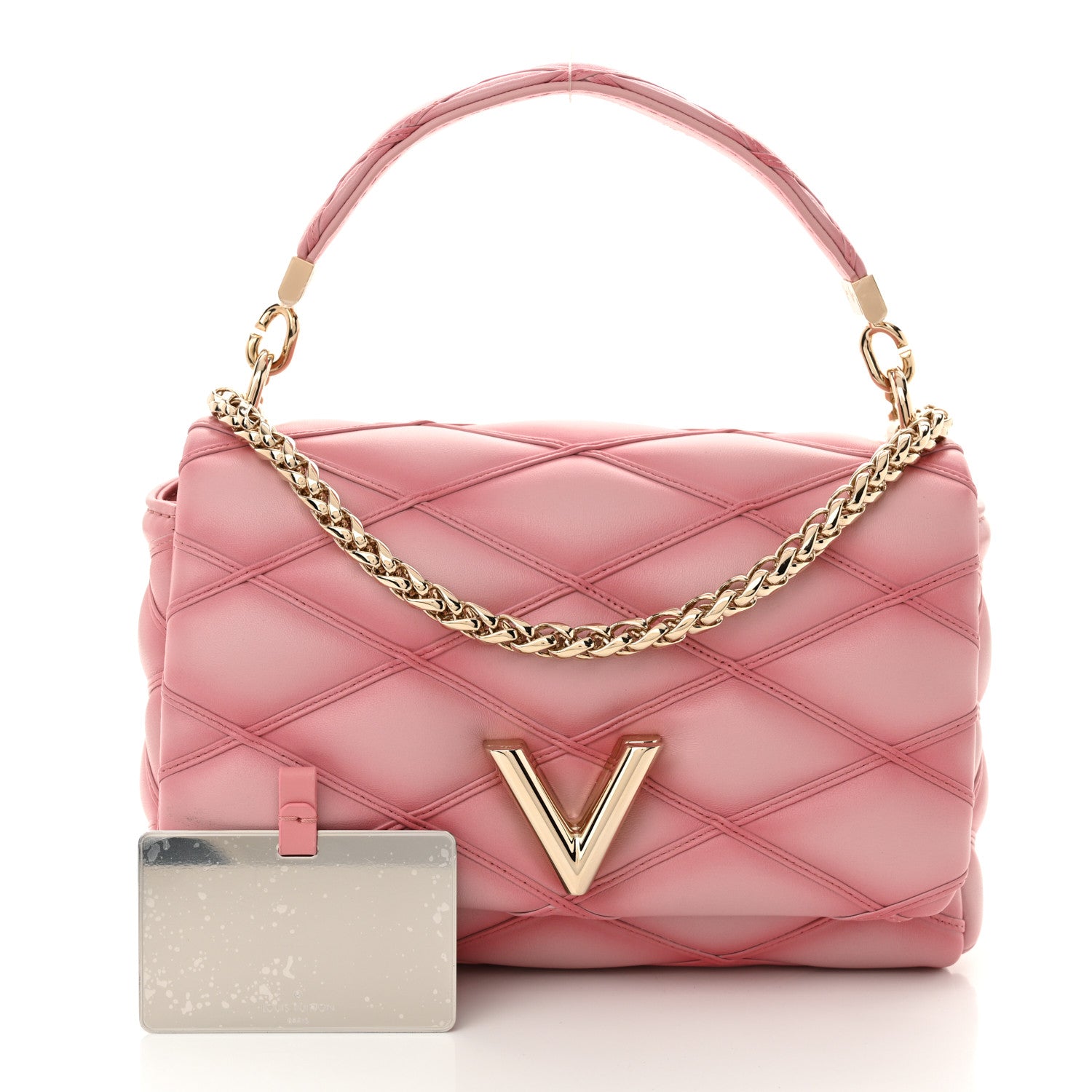 Louis Vuitton Lambskin Malletage Top Handle GO-14 MM Raspberry 3 of 10