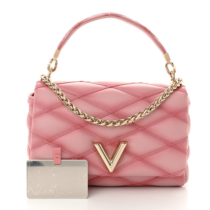 Louis Vuitton Lambskin Malletage Top Handle GO-14 MM Raspberry 3 of 10