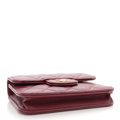 Chanel Lambskin Quilted Top Handle Flap Coin Purse With Chain Burgundy 4 of 10
