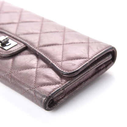 Chanel Metallic Aged Calfskin Quilted 2.55 Reissue Wallet Dark Pink 15 of 16