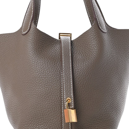 Hermes Taurillon Clemence Picotin Lock 18 PM Etoupe 8 of 11