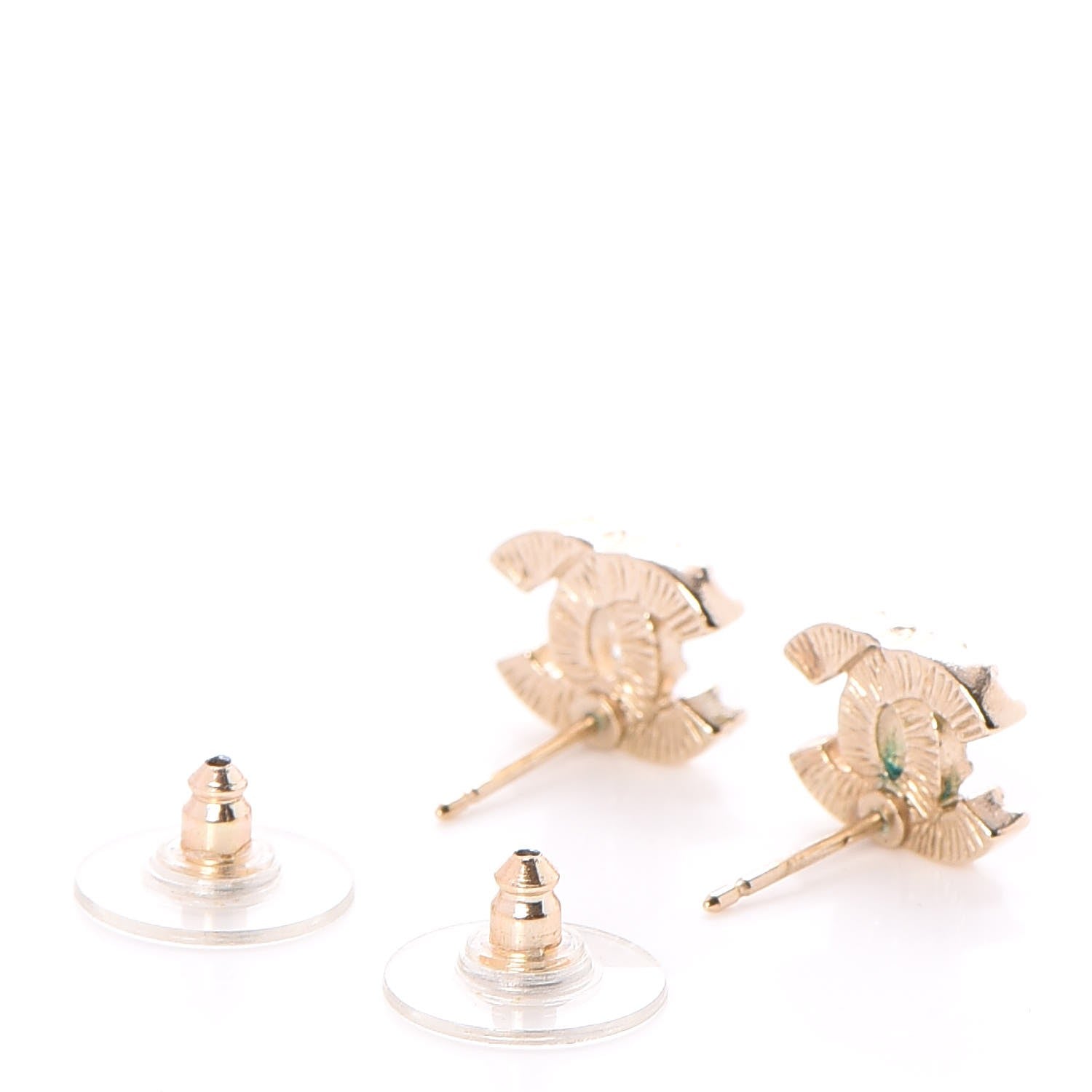 Chanel Crystal CC Earrings Gold 3 of 3