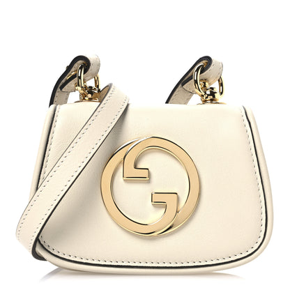 Gucci Roxy Calfskin Blondie Card Case Wallet with Strap Mystic White 8 of 11