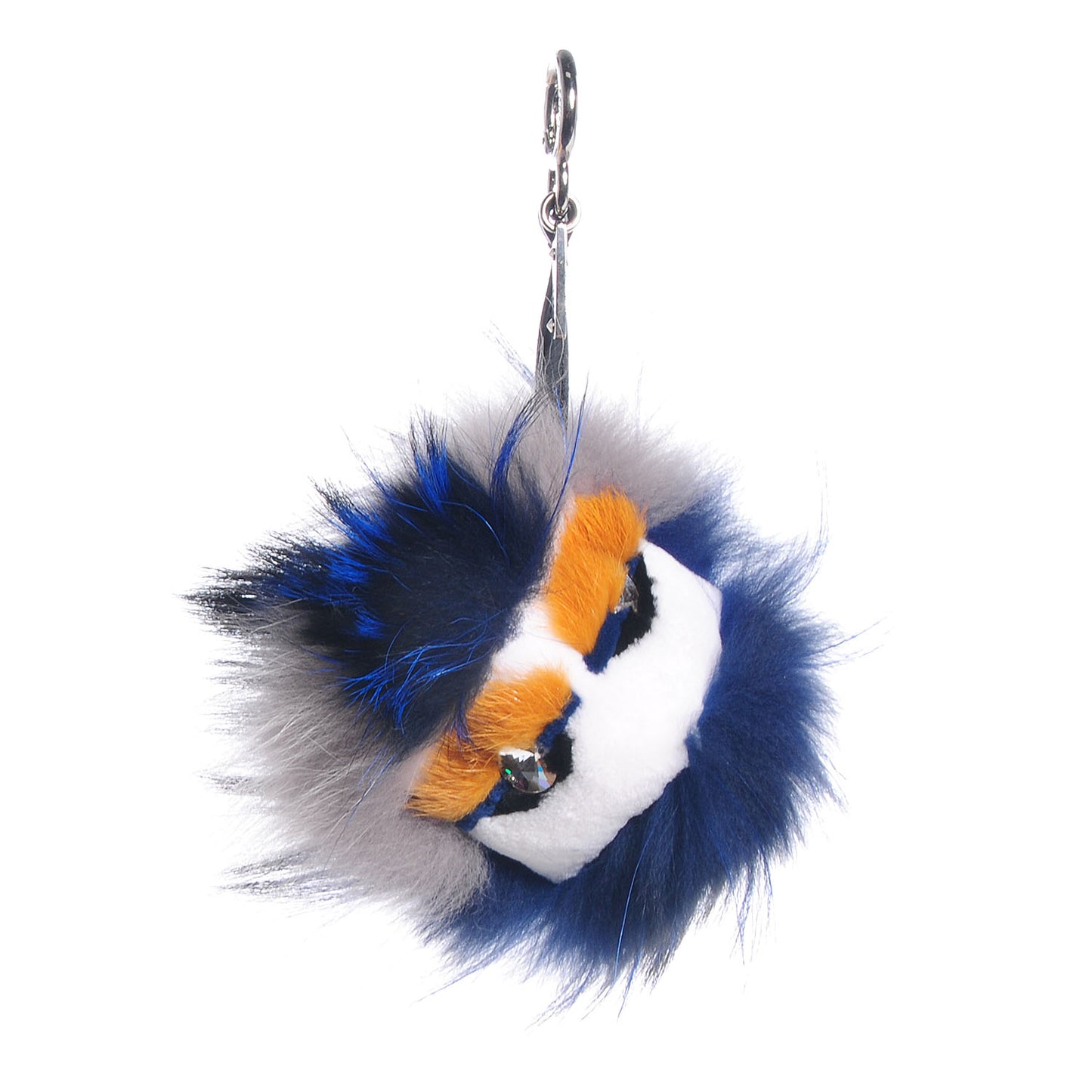 Mink Fox Rabbit Fur Crystal Glamoroso Monster Bag Charm Black Blue Grey