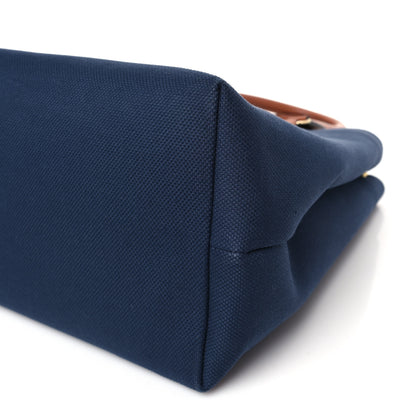Celine Canvas Calfskin Horizontal Cabas Navy Tan 8 of 8