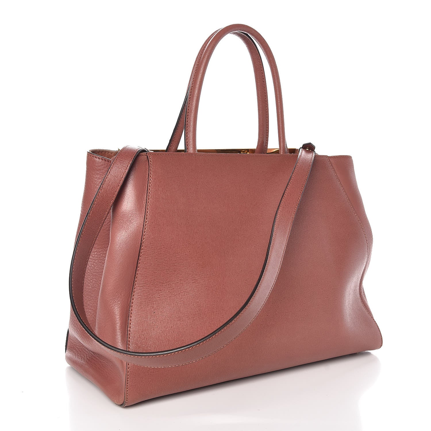 Fendi Vitello Elite Flamingo Regular 2Jours Tote Terracotta 4 of 13