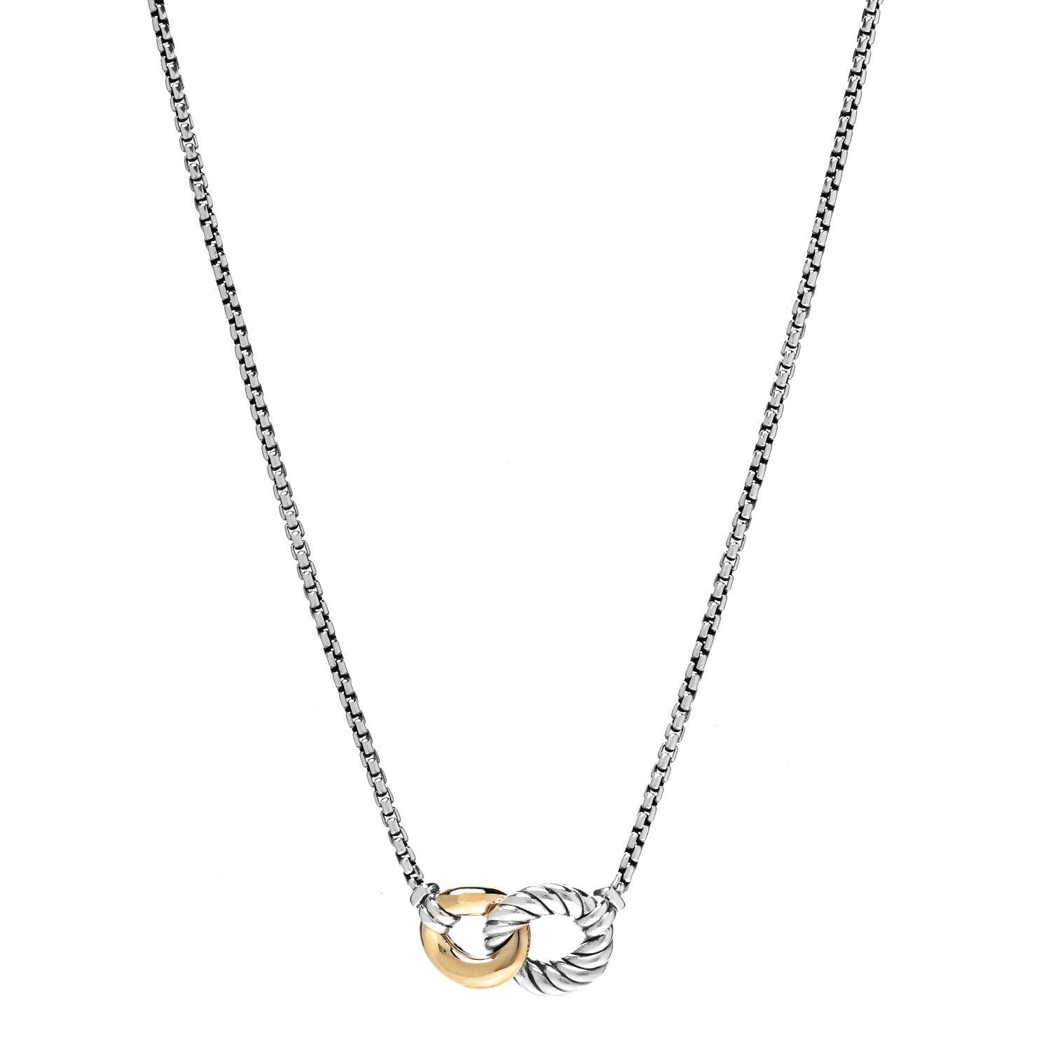 David Yurman Sterling Silver 18K Yellow Gold Belmont Pendant Necklace 1 of 7