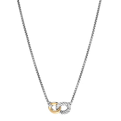 David Yurman Sterling Silver 18K Yellow Gold Belmont Pendant Necklace 1 of 7