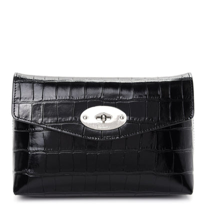 Mulberry Shiny Crocodile Small Darley Cosmetic Pouch Black 1 of 6