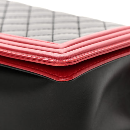 Chanel Lambskin Quilted Medium Boy Flap Black Red 10 of 19