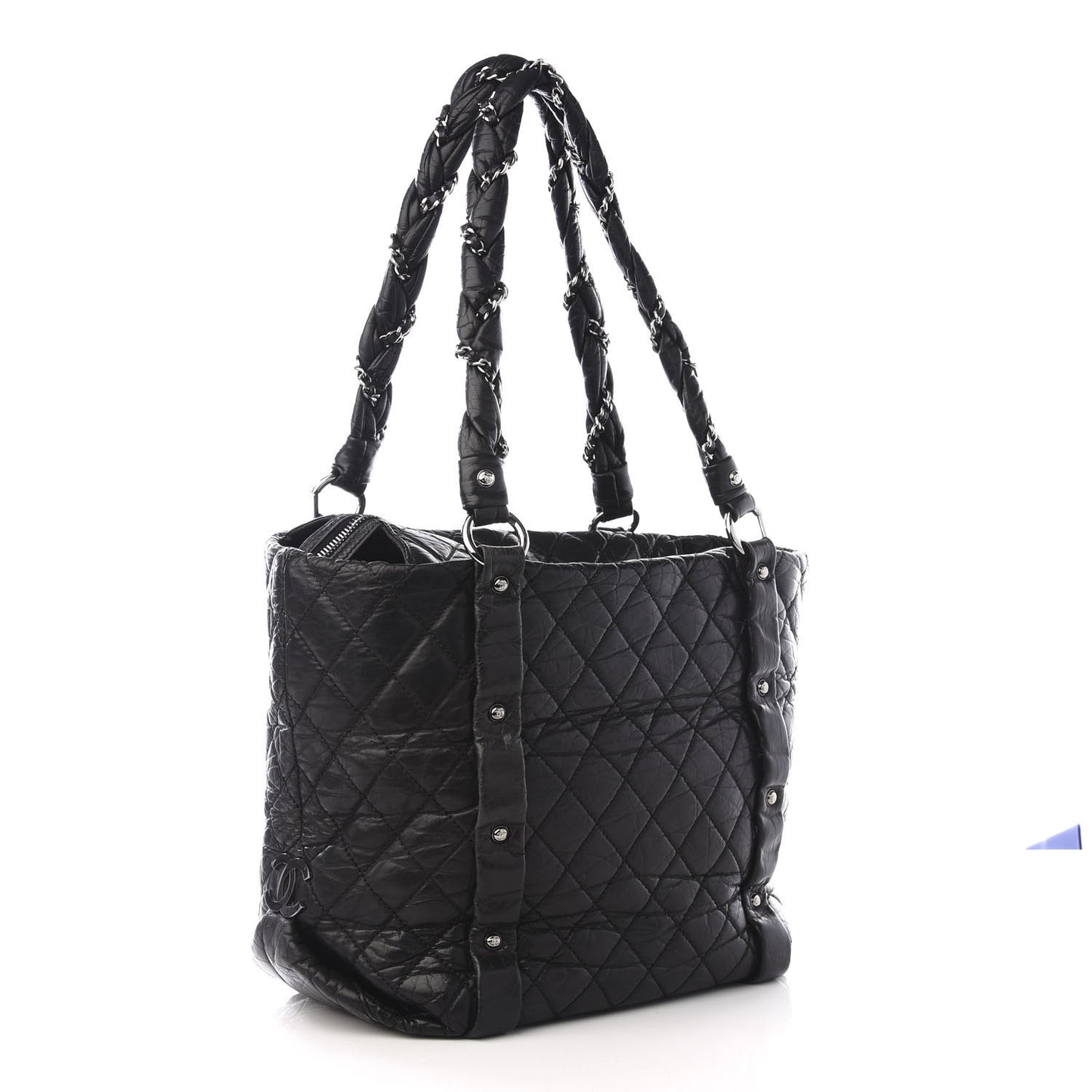 Aged Calfskin Vintage Ligne Lady Braid Tote Black