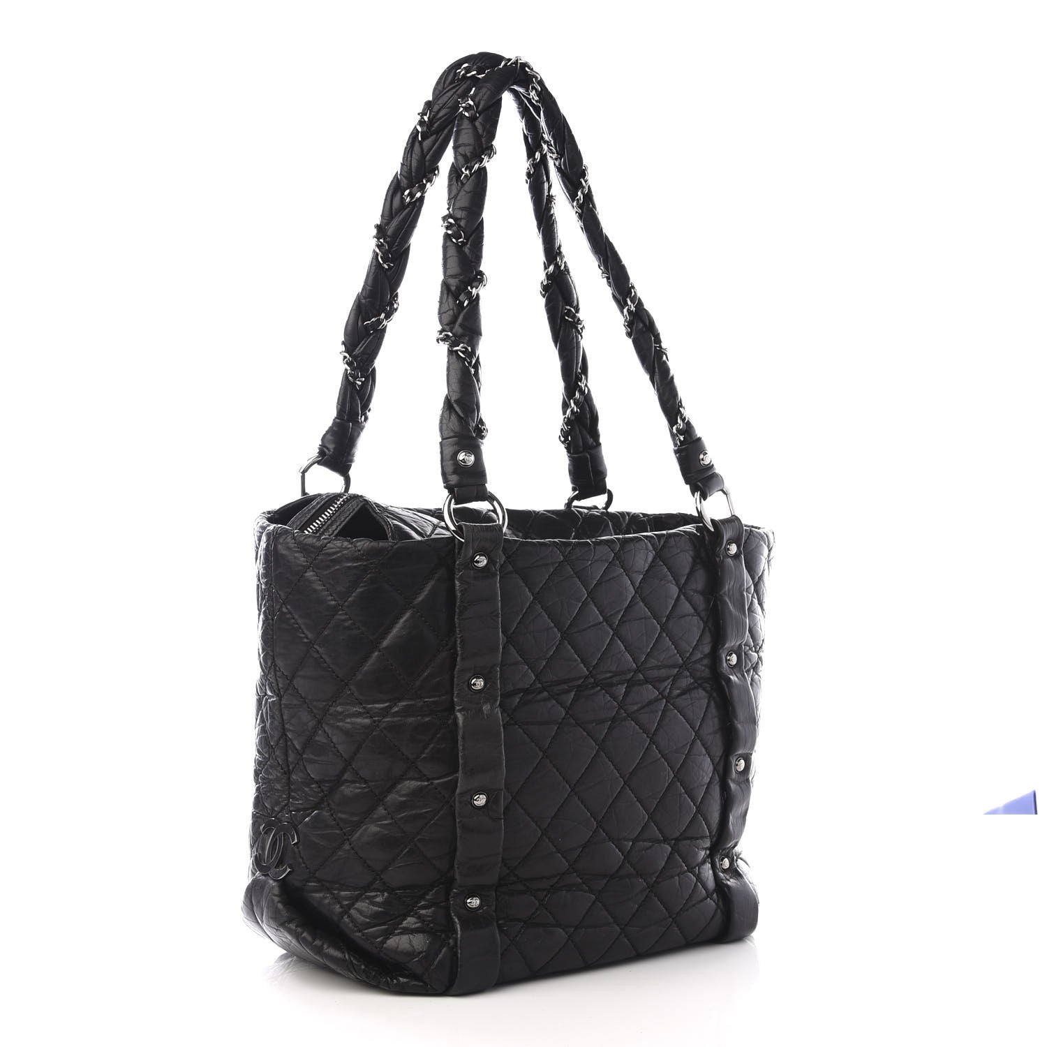 Chanel Aged Calfskin Vintage Ligne Lady Braid Tote Black 2 of 8