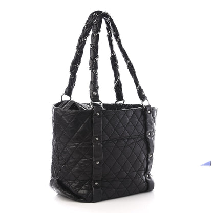 Chanel Aged Calfskin Vintage Ligne Lady Braid Tote Black 2 of 8