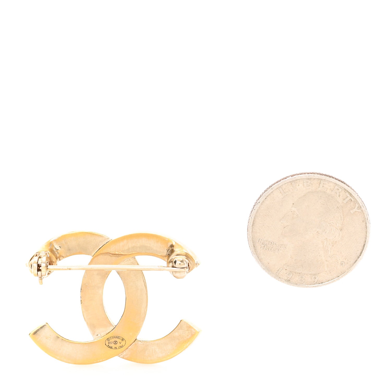 Chanel Baguette Crystal Quilted CC Brooch Gold 2 of 3