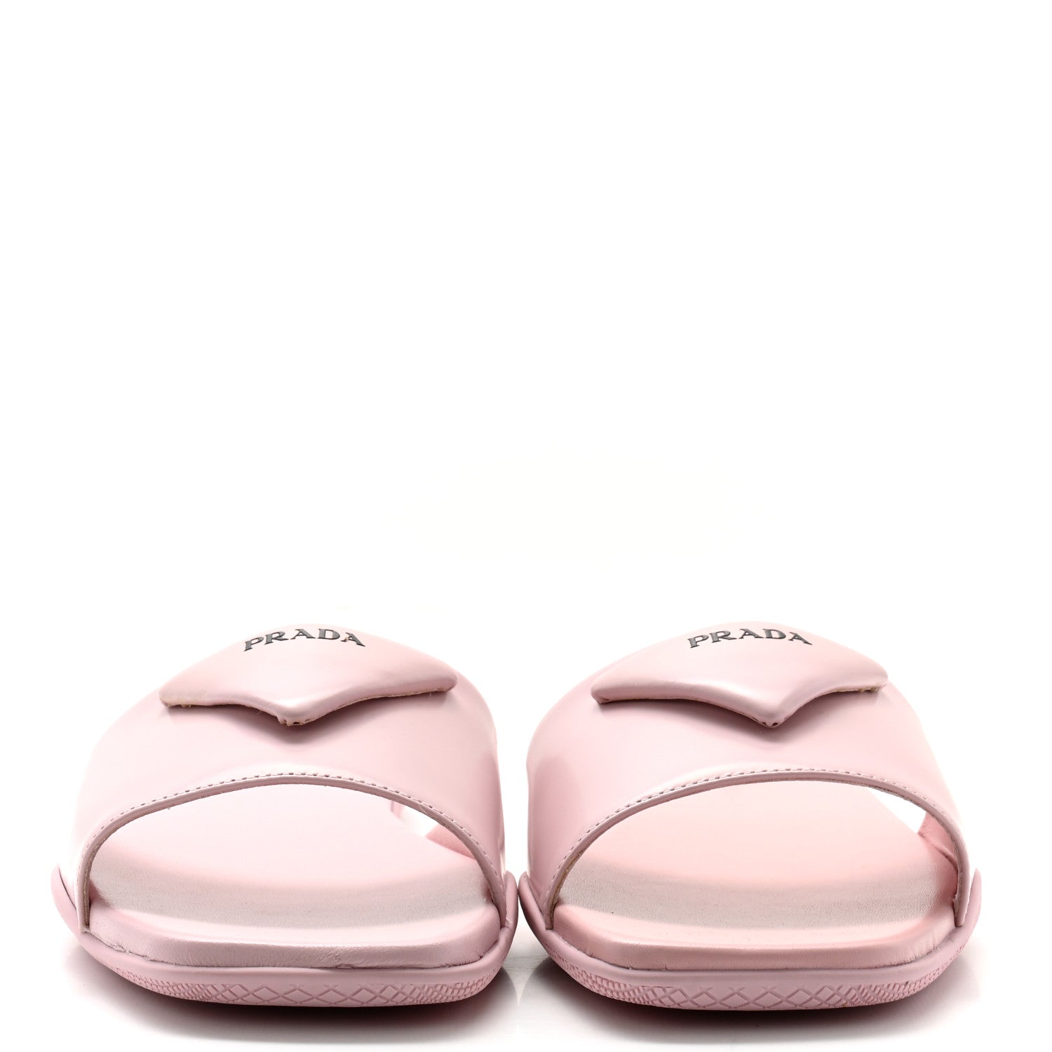 Prada Spazzolato Triangle Logo Slide Flat Sandals 36 Alabastro 2 of 9