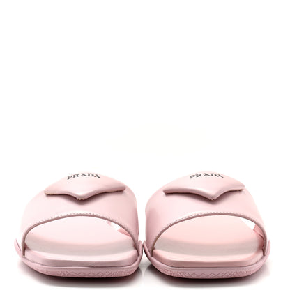 Prada Spazzolato Triangle Logo Slide Flat Sandals 36 Alabastro 2 of 9