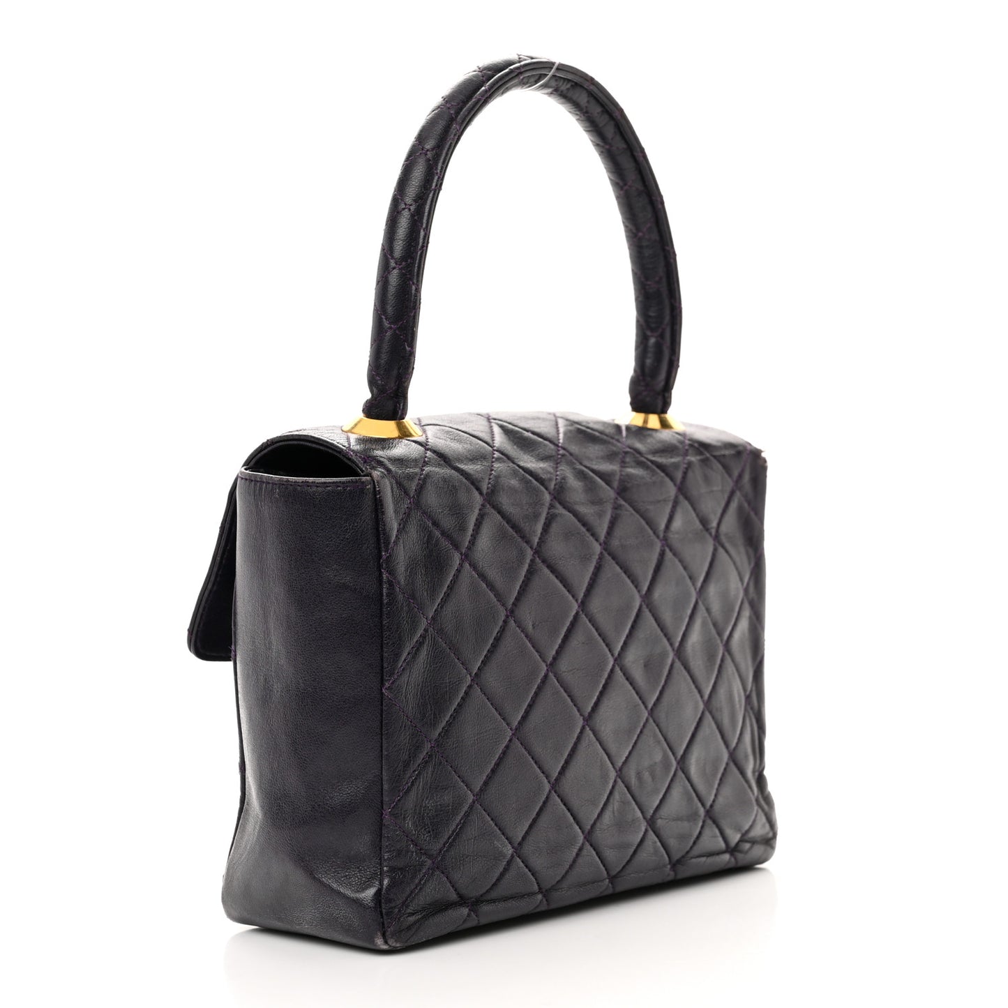 Lambskin Quilted Medium Kelly Flap Purple