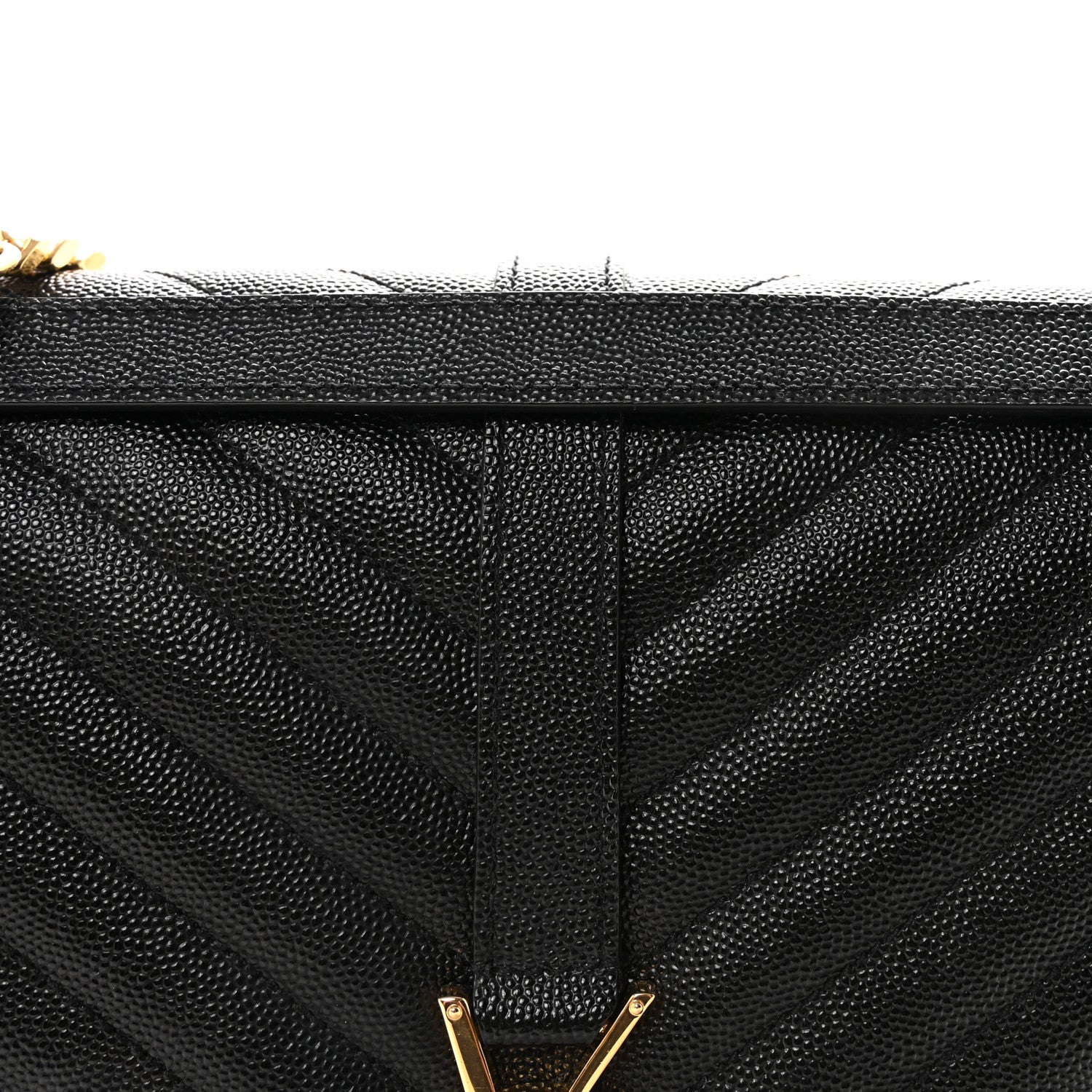 Saint Laurent Grain De Poudre Matelasse Chevron Large Monogram Satchel Black 6 of 8