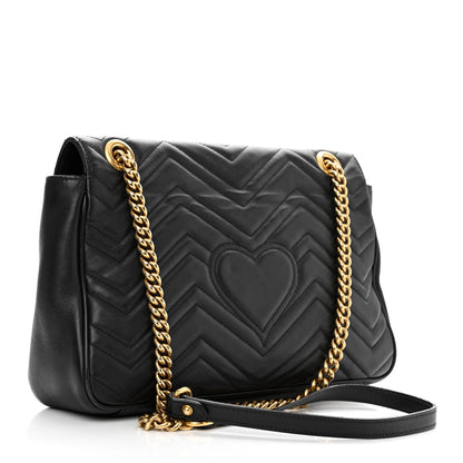 Gucci Calfskin Matelasse Medium GG Marmont Shoulder Bag Black 3 of 18
