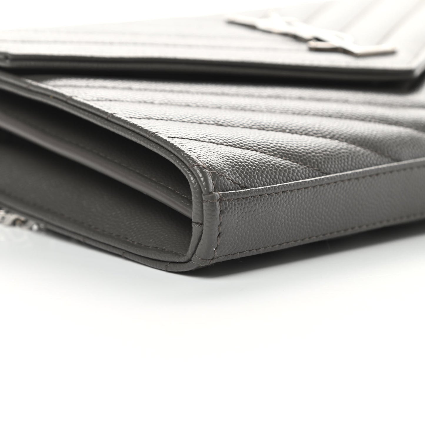 Grain De Poudre Matelasse Chevron Monogram Chain Wallet Grey