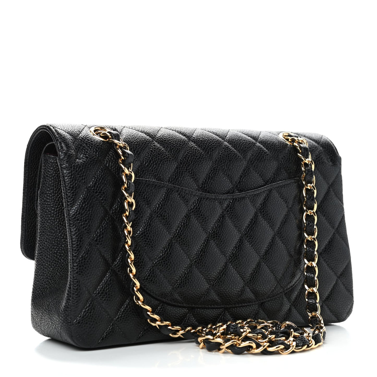 Caviar Quilted Medium Double Flap Black