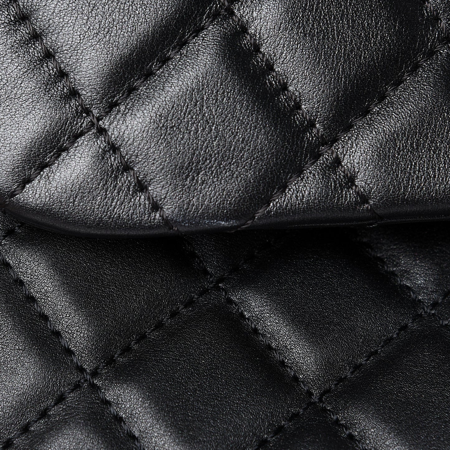 Metallized Calfskin Quilted Small XXL Travel Flap Bag Black