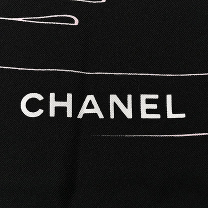 Chanel Silk CC Logo Square Scarf Black Multicolor 2 of 3