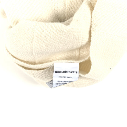 Hermes Cashmere Fringe Rayee H Stole Blanc Casse 8 of 8