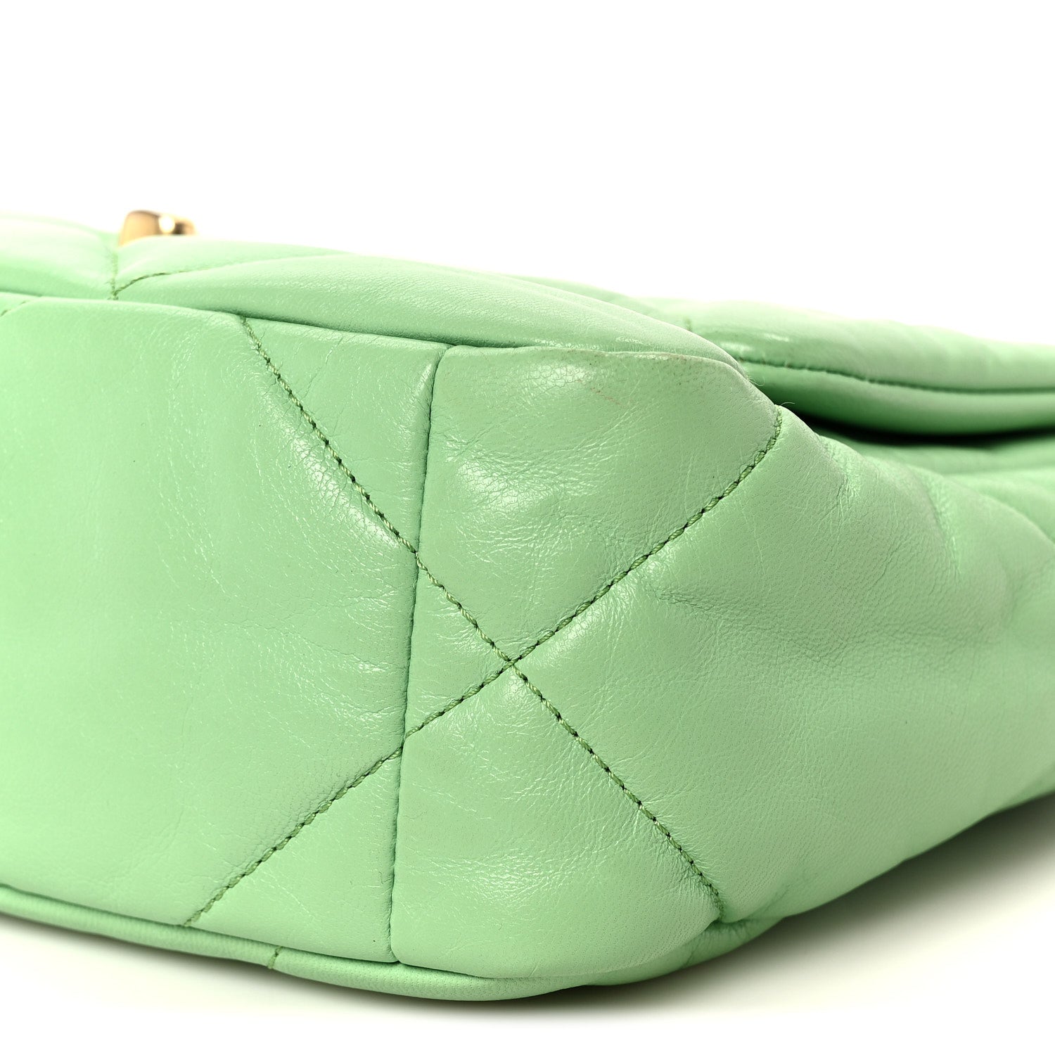 Chanel Goatskin Quilted Medium Chanel 19 Flap Light Green 10 of 10