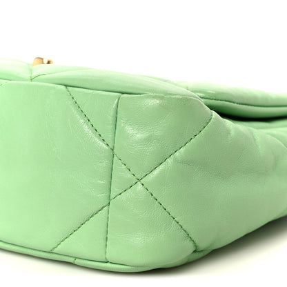 Chanel Goatskin Quilted Medium Chanel 19 Flap Light Green 10 of 10