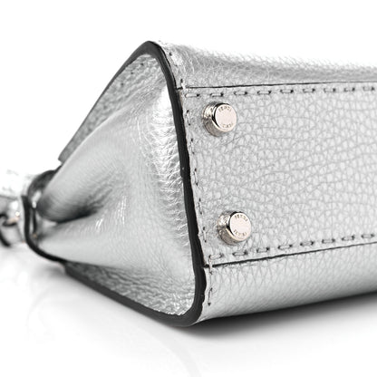 Fendi Cuoio Romano Lux Selleria Mini Peekaboo Iconic Satchel Argento 8 of 9