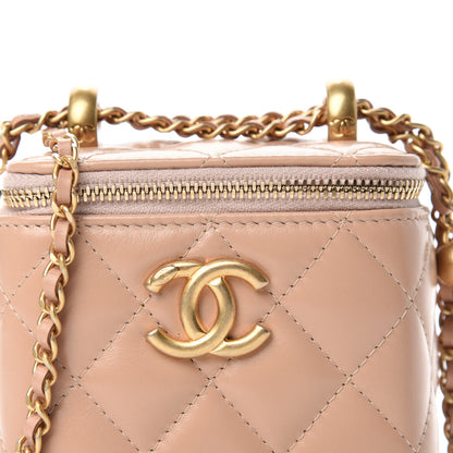 Chanel Calfskin Quilted Mini Perfect Fit Vanity Case With Chain Beige 10 of 11