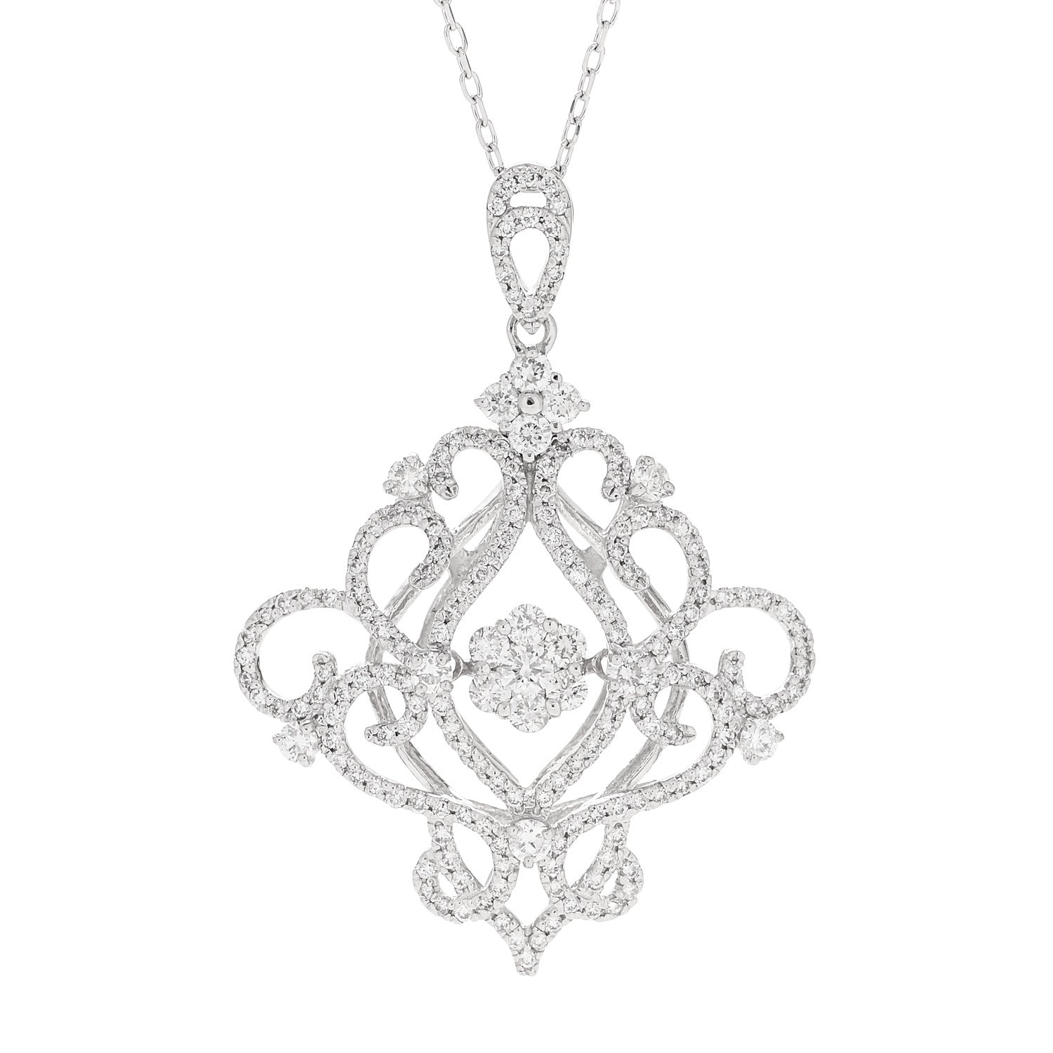 Parker & West by FASHIONPHILE 18K White Gold Diamond 1.48ctw Filigree Pendant Necklace 4 of 5