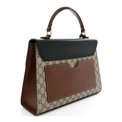 Gucci GG Supreme Monogram Calfskin Medium Padlock Top Handle Bag Beige Black Cuir 3 of 14