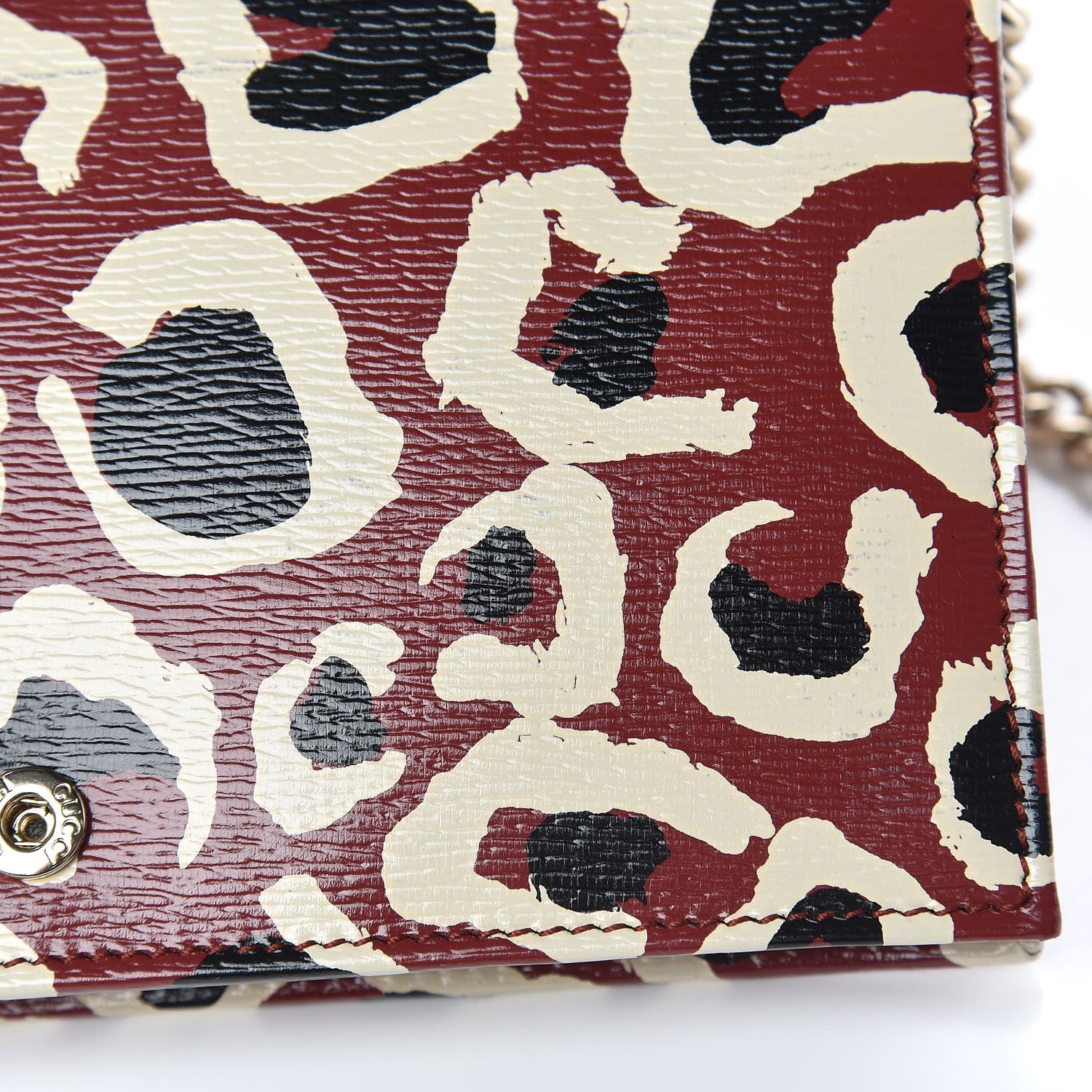 Gucci Patent Leopard Print Betty Chain Wallet Brick Red Black 12 of 12