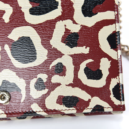 Gucci Patent Leopard Print Betty Chain Wallet Brick Red Black 12 of 12